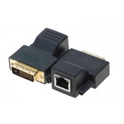 DVI-D Extender satts opp til 50 meter over Cat.6-kabelen. Med edid emulering