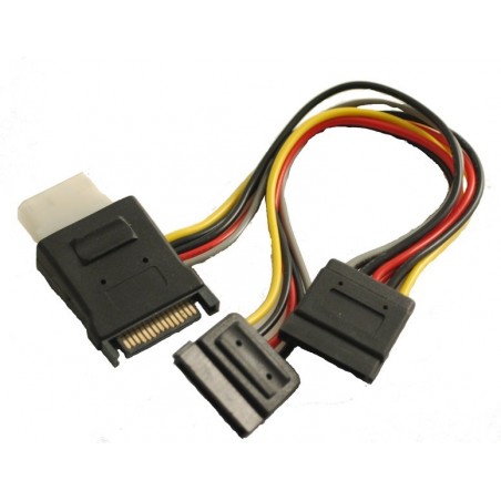 SATA strømkabel til SATA Molex - Strømfordelings Plugg med 2 x SATA utganger