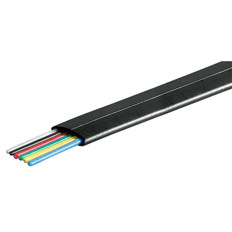 6-leder telefonkabel - svart, per meter, klar for RJ11