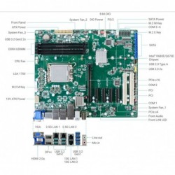 Industrielt ATX hovedkort 10GBit Ethernet, Quad-skjerm, USB 3.2, Long Life, 4K, GPU Støtte virtuell GFX-SR-IOV, RS232
