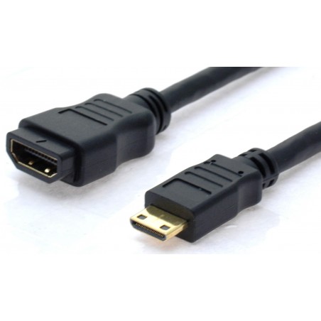 Mini 1.4 HDMI gutt - HDMI hunn, Extenderkabel, adapterkabel, svart, 3m